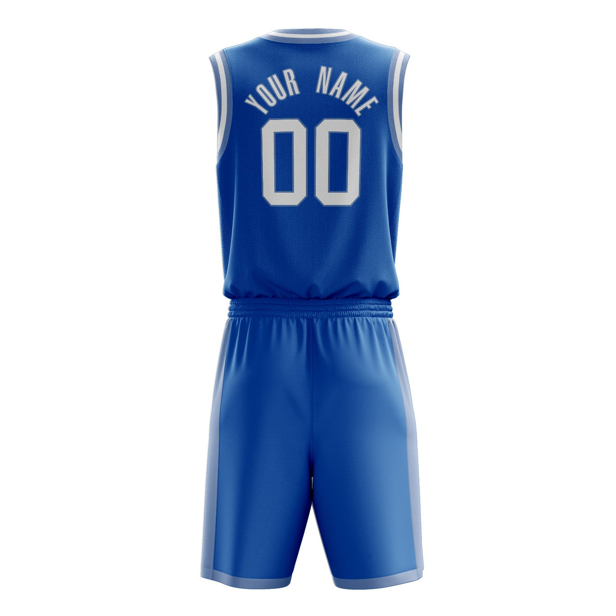 Custom Blue White Solid Color Basketball Jersey