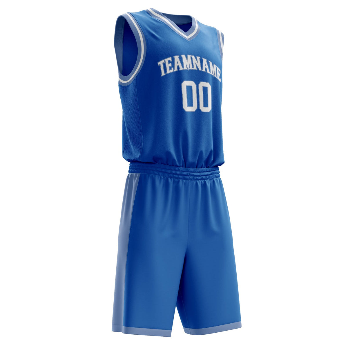 Custom Blue White Solid Color Basketball Jersey