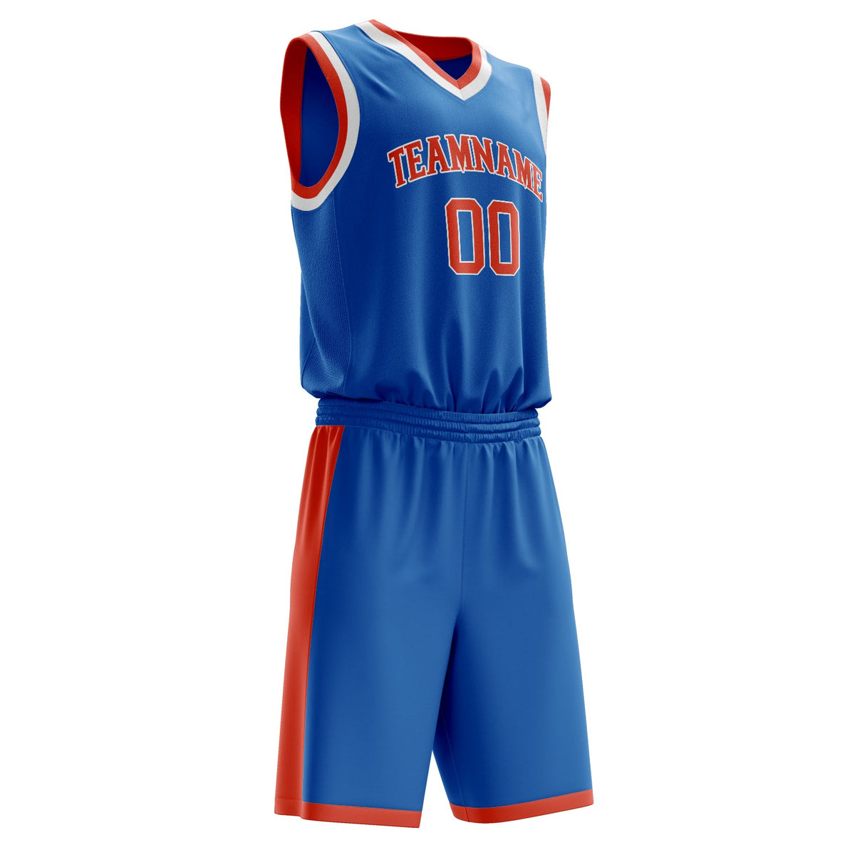 Custom Blue Orange Solid Color Basketball Jersey