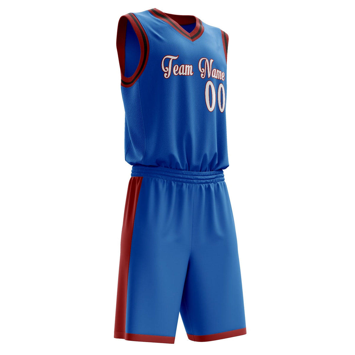 Custom Blue White Solid Color Basketball Jersey