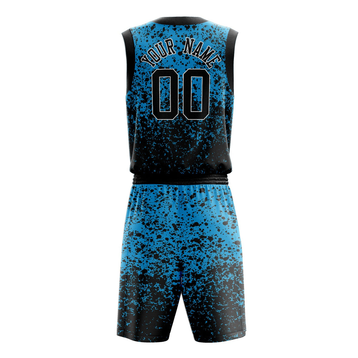 Custom Blue Black Solid Color Basketball Jersey