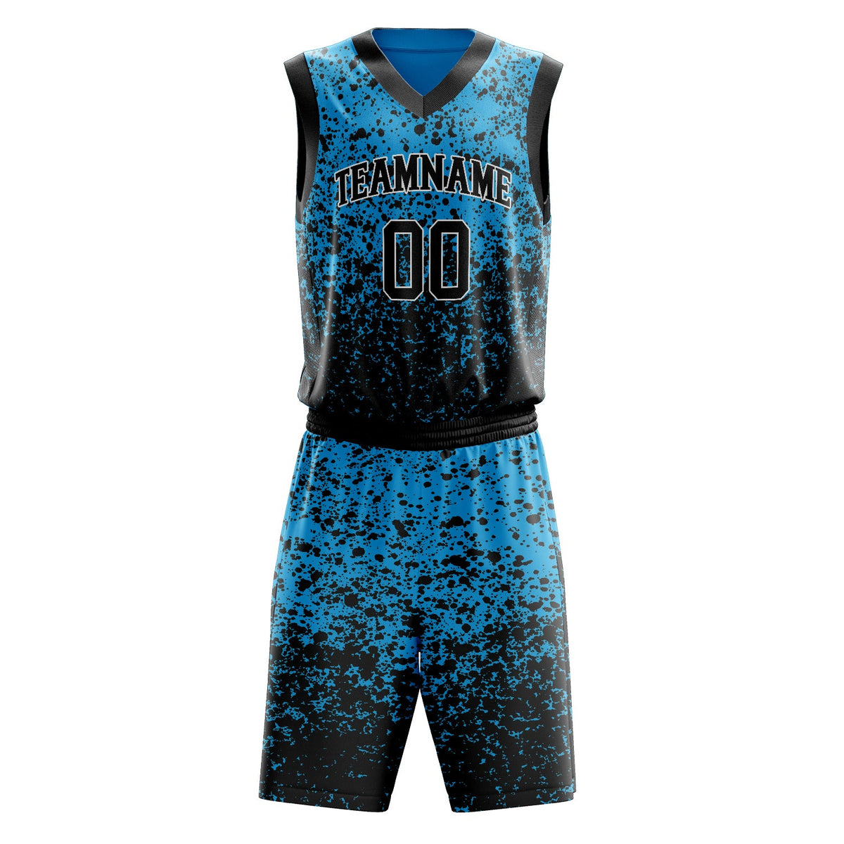 Custom Blue Black Solid Color Basketball Jersey