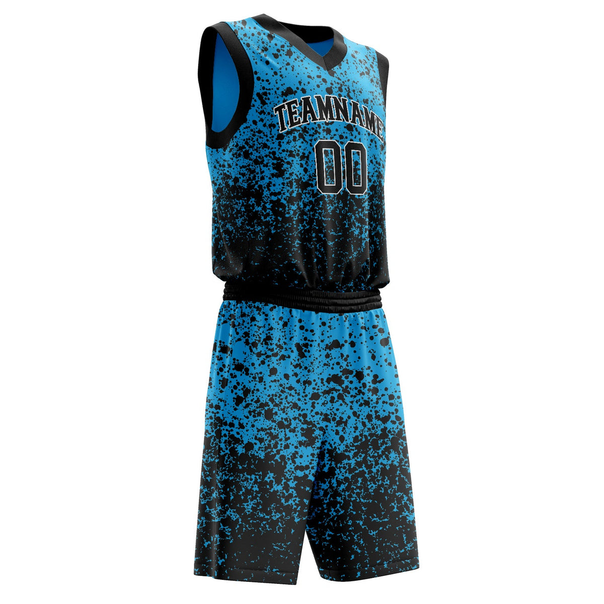 Custom Blue Black Solid Color Basketball Jersey