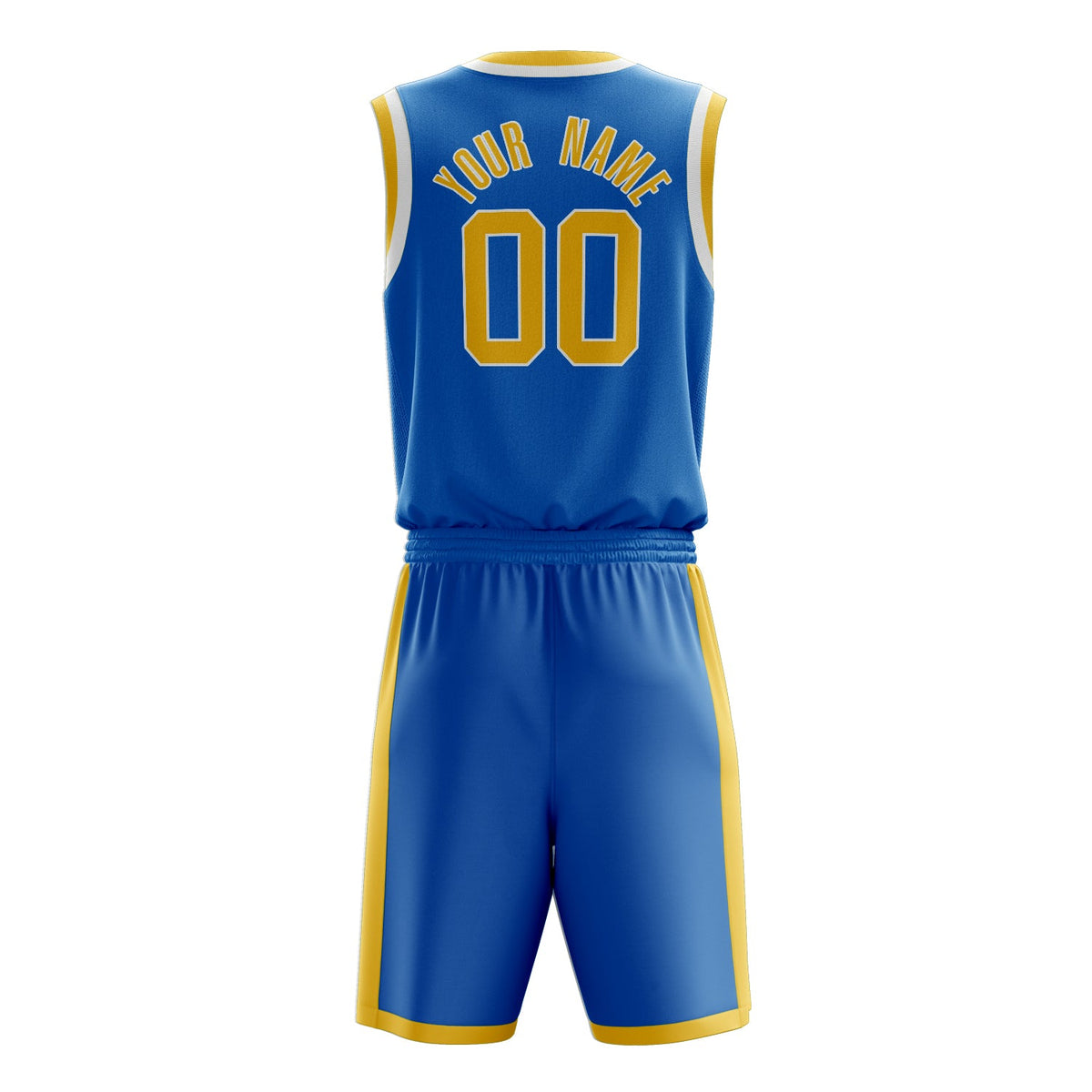 Custom Blue Gold Solid Color Basketball Jersey