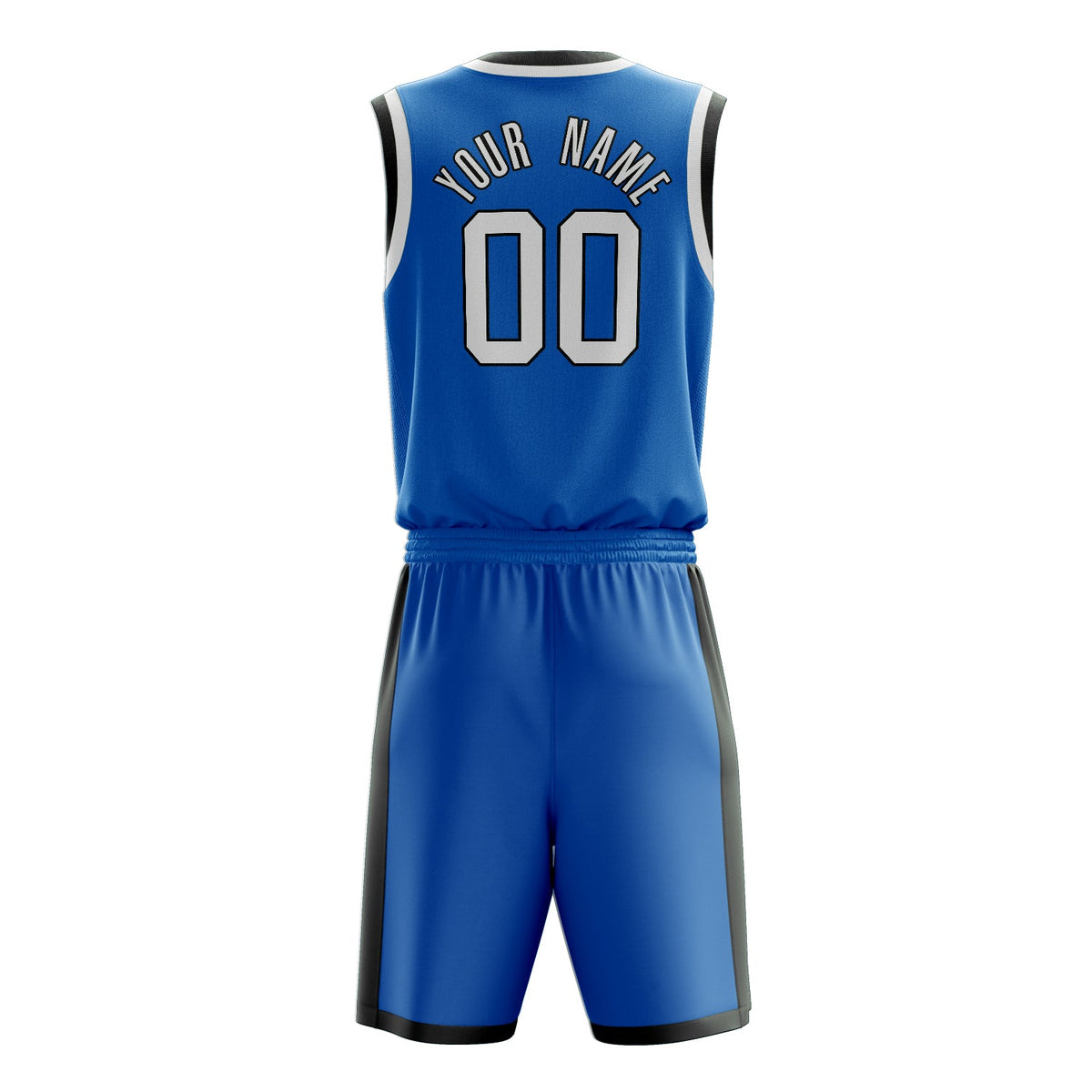 Custom Blue White Solid Color Basketball Jersey