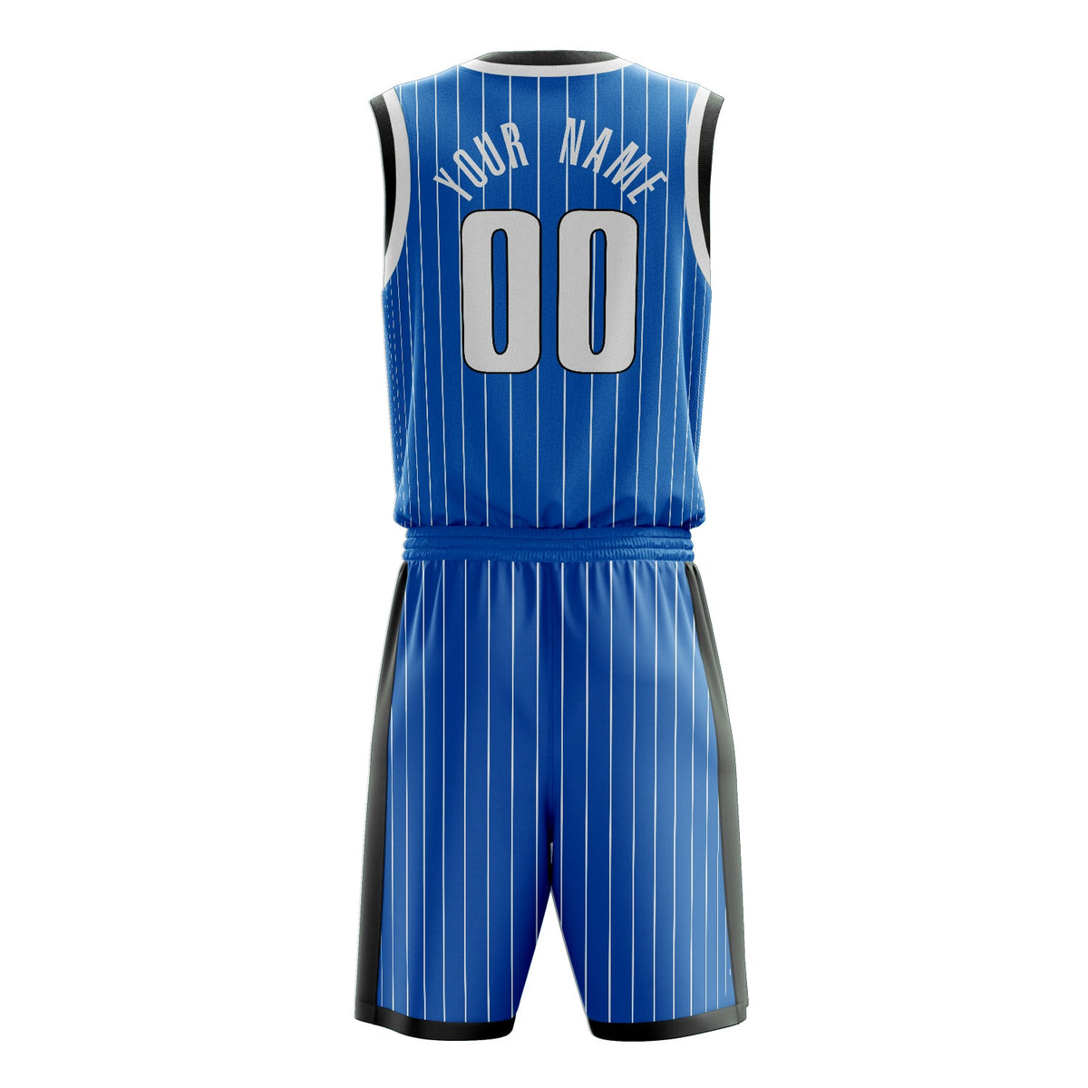 Custom Blue White Pinstripe Basketball Jersey