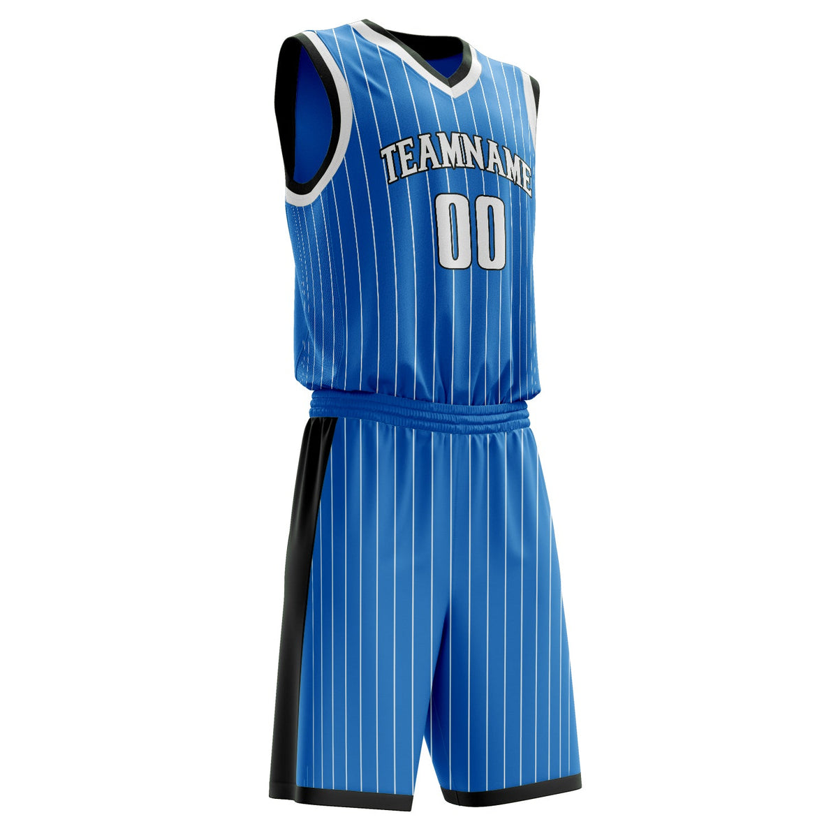 Custom Blue White Pinstripe Basketball Jersey