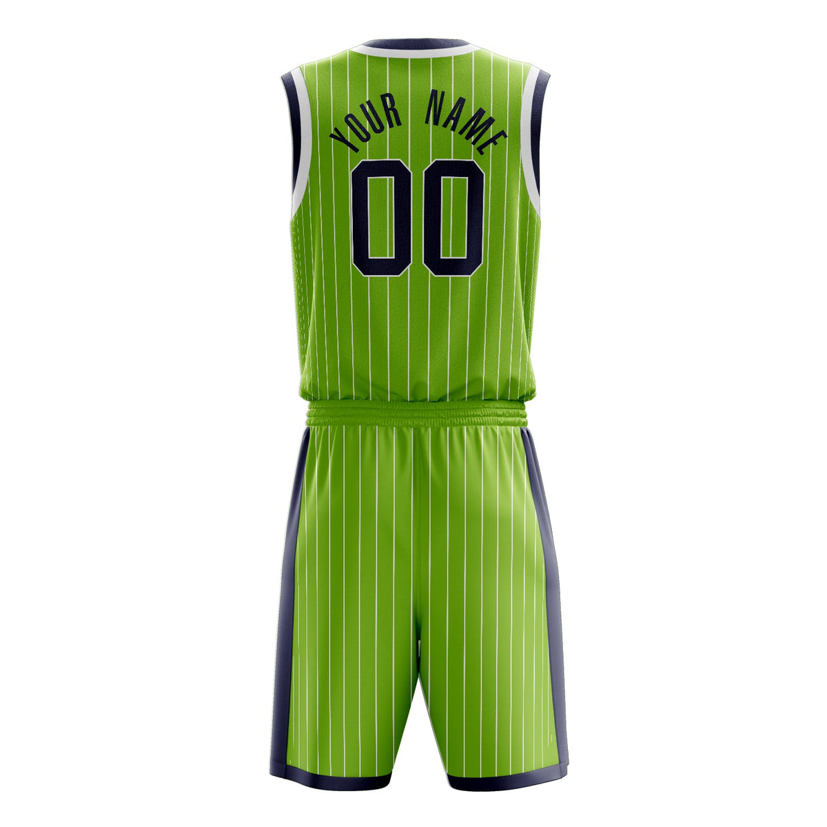 Custom Neon-Green Black Pinstripe Basketball Jersey