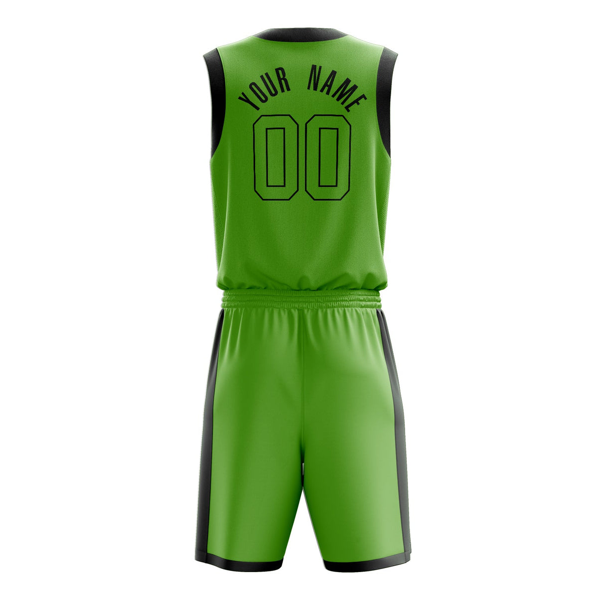 Custom Neon-Green Black Solid Color Basketball Jersey