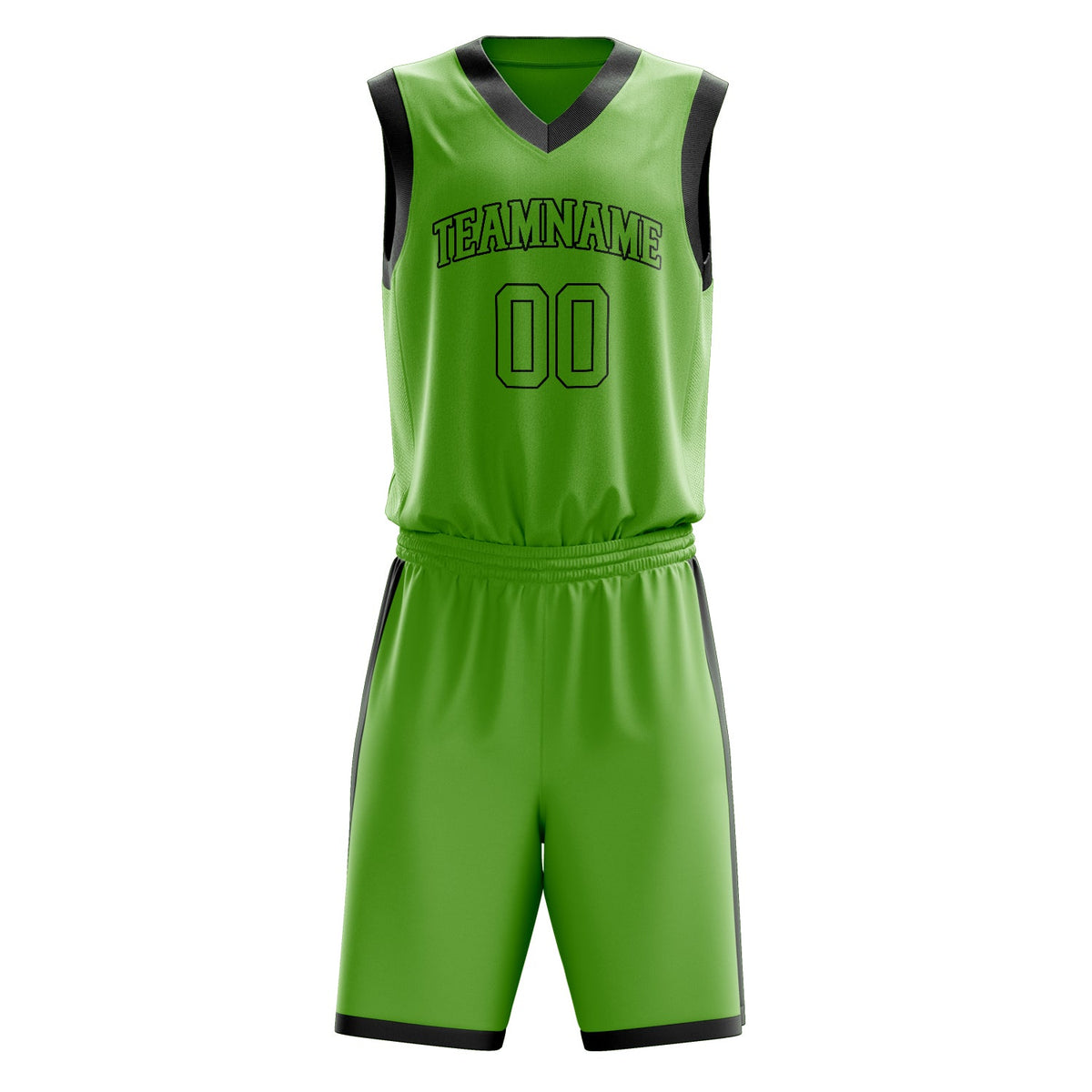 Custom Neon-Green Black Solid Color Basketball Jersey