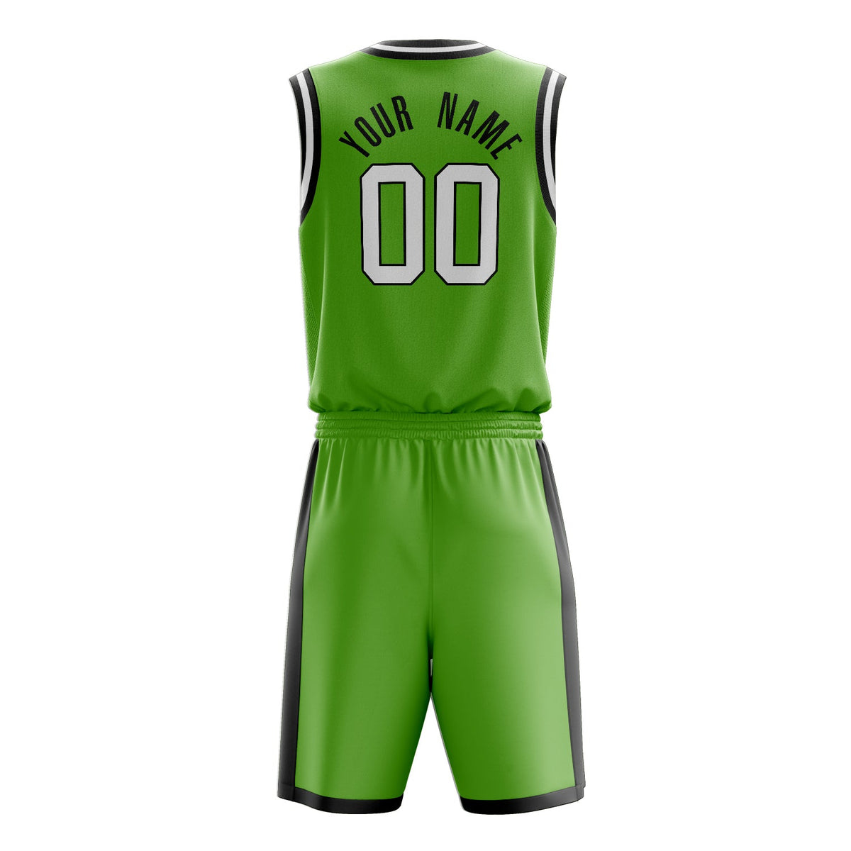 Custom Neon-Green Black Solid Color Basketball Jersey