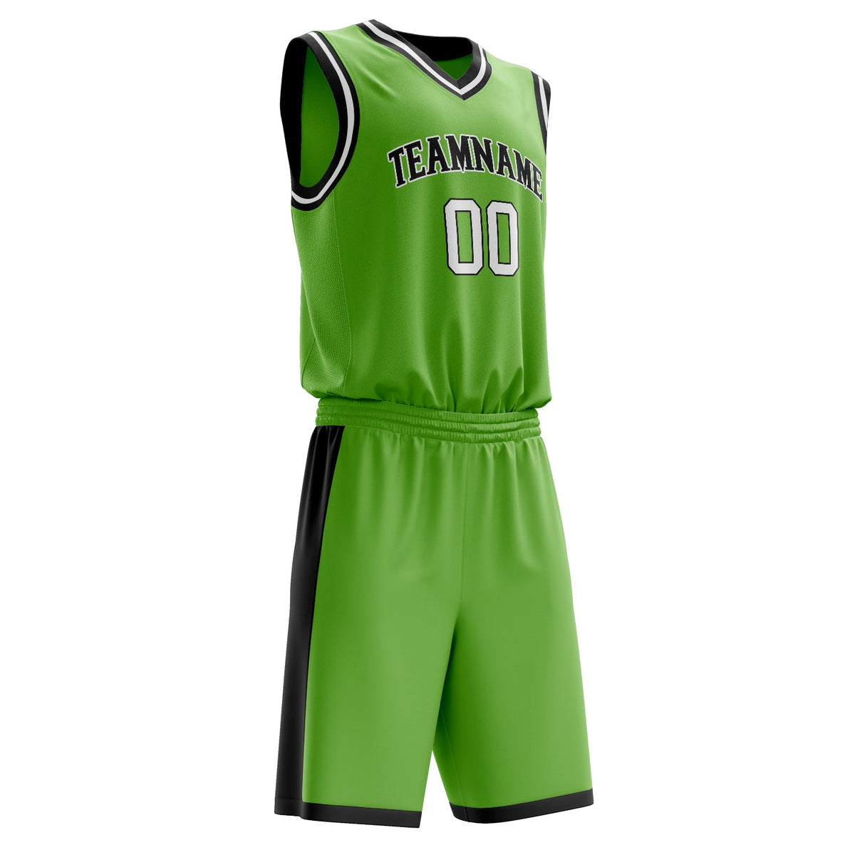 Custom Neon-Green Black Solid Color Basketball Jersey