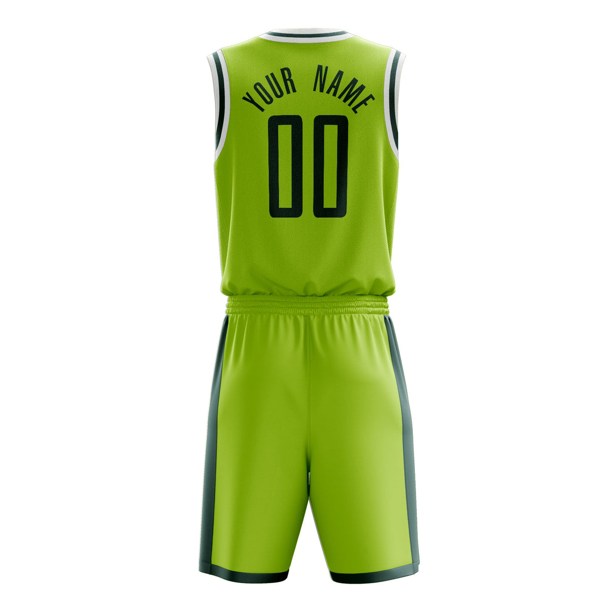 Custom Neon-Green Black Solid Color Basketball Jersey