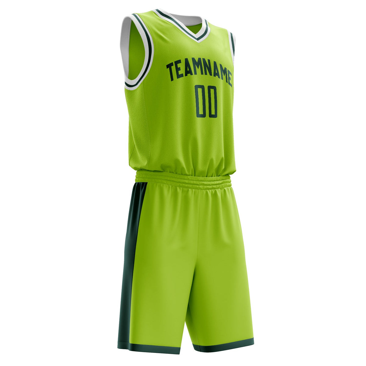 Custom Neon-Green Black Solid Color Basketball Jersey