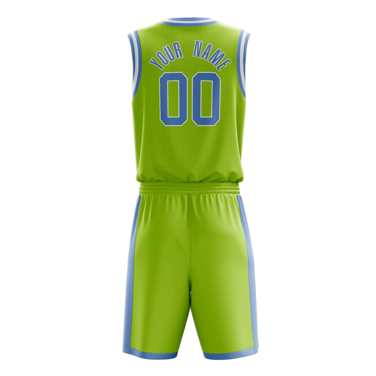 Custom Neon-Green Light Blue Solid Color Basketball Jersey