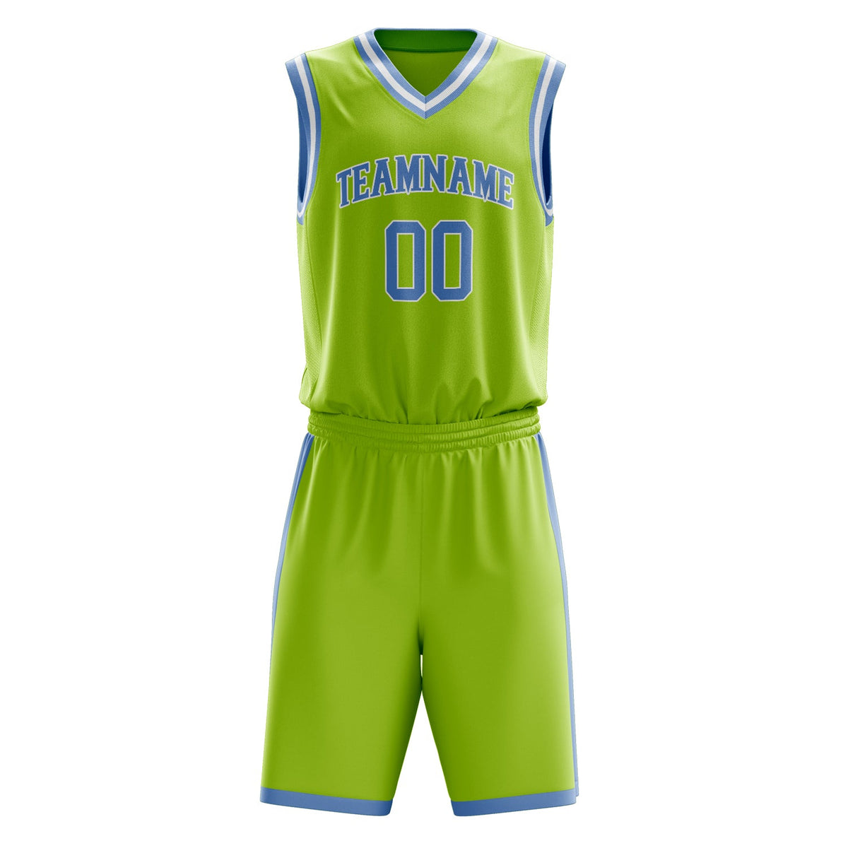 Custom Neon-Green Light Blue Solid Color Basketball Jersey