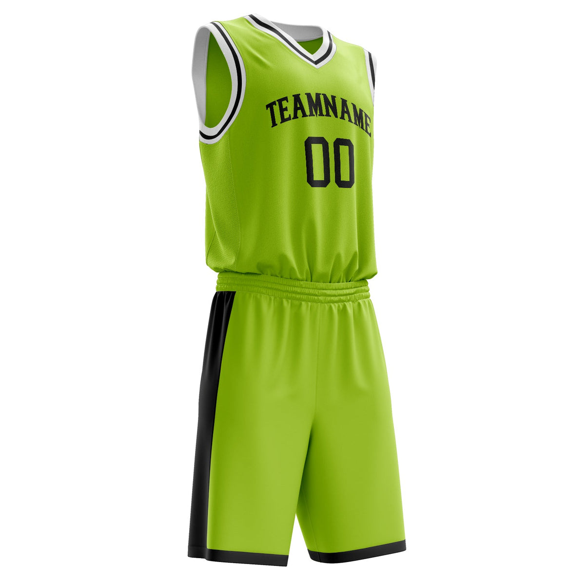 Custom Neon-Green Black Solid Color Basketball Jersey