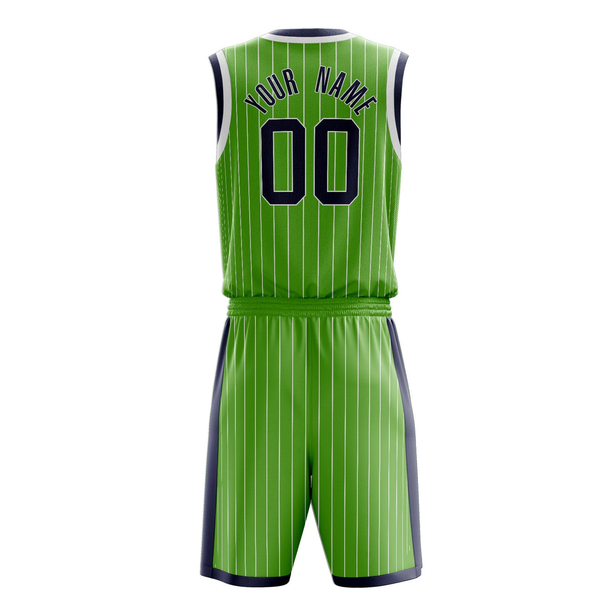 Custom Neon-Green Black Pinstripe Basketball Jersey