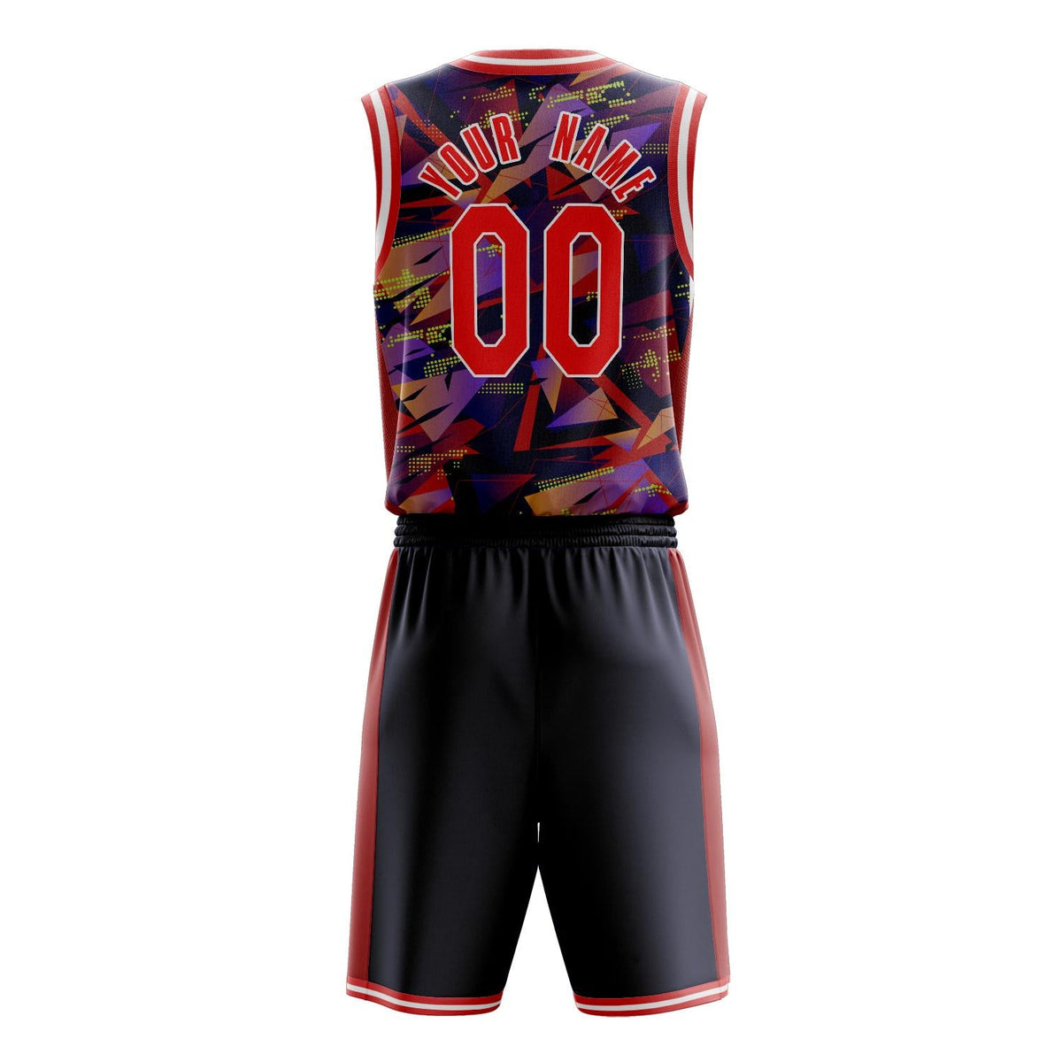 Custom Red White Pattern Basketball Jersey