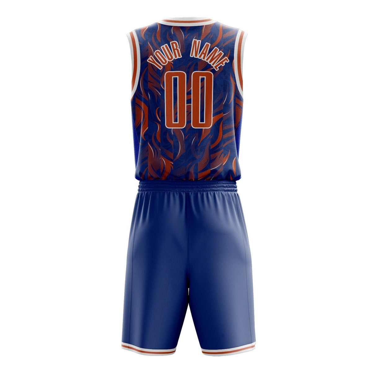 Custom Orange Royal Pattern Basketball Jersey