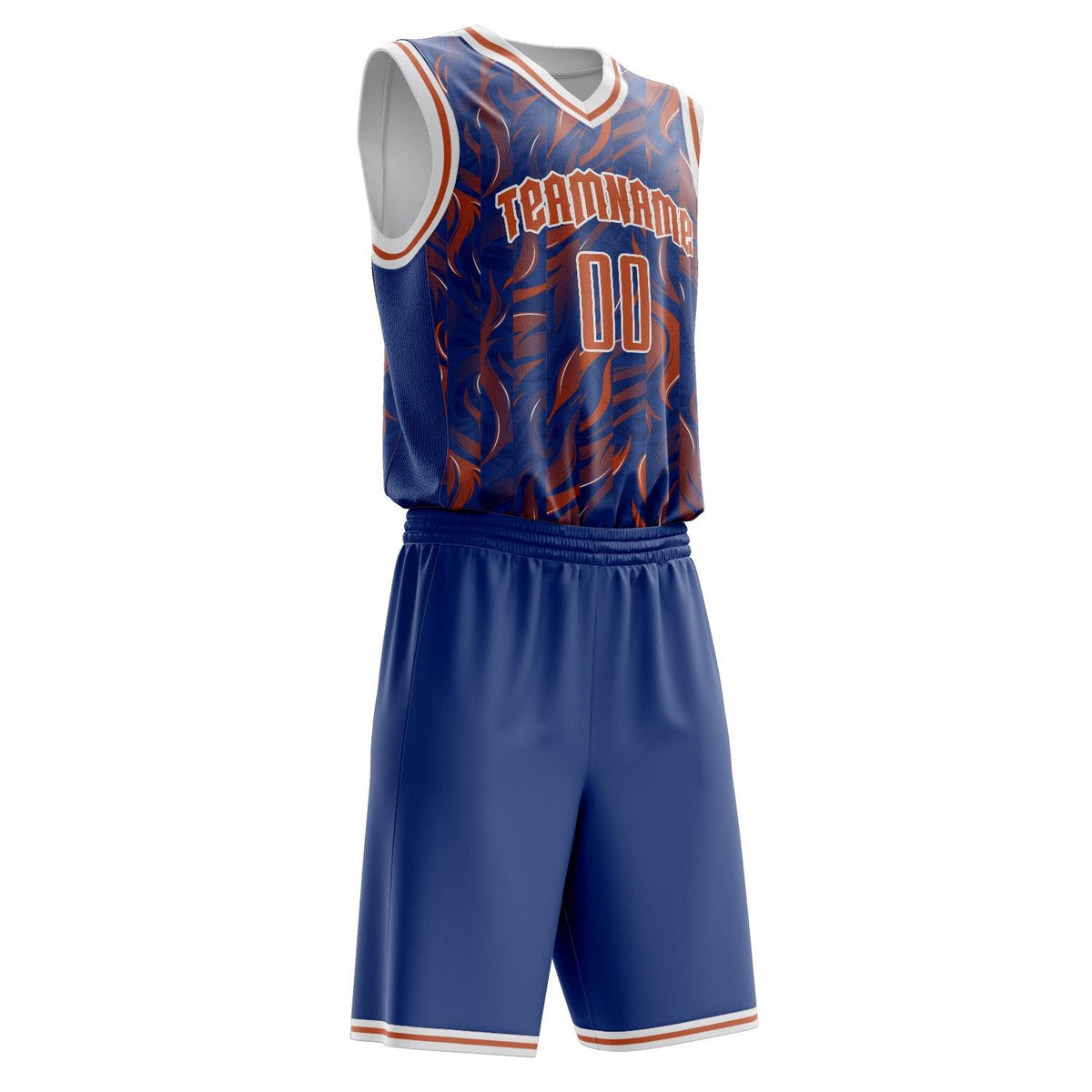 Custom Orange Royal Pattern Basketball Jersey