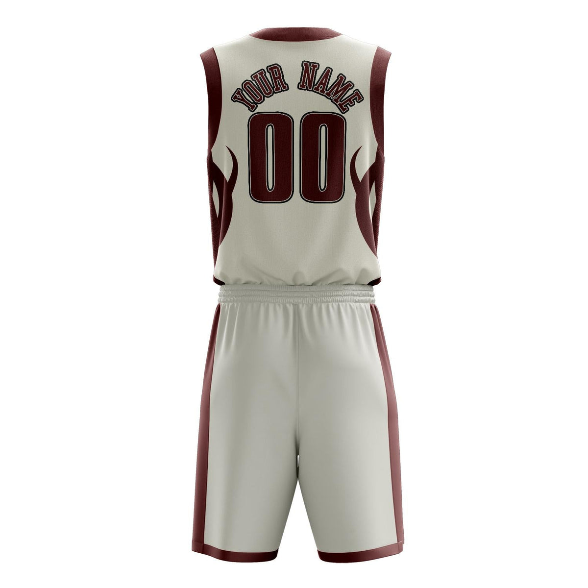 Custom Cream Maroon Pattern Basketball Jersey