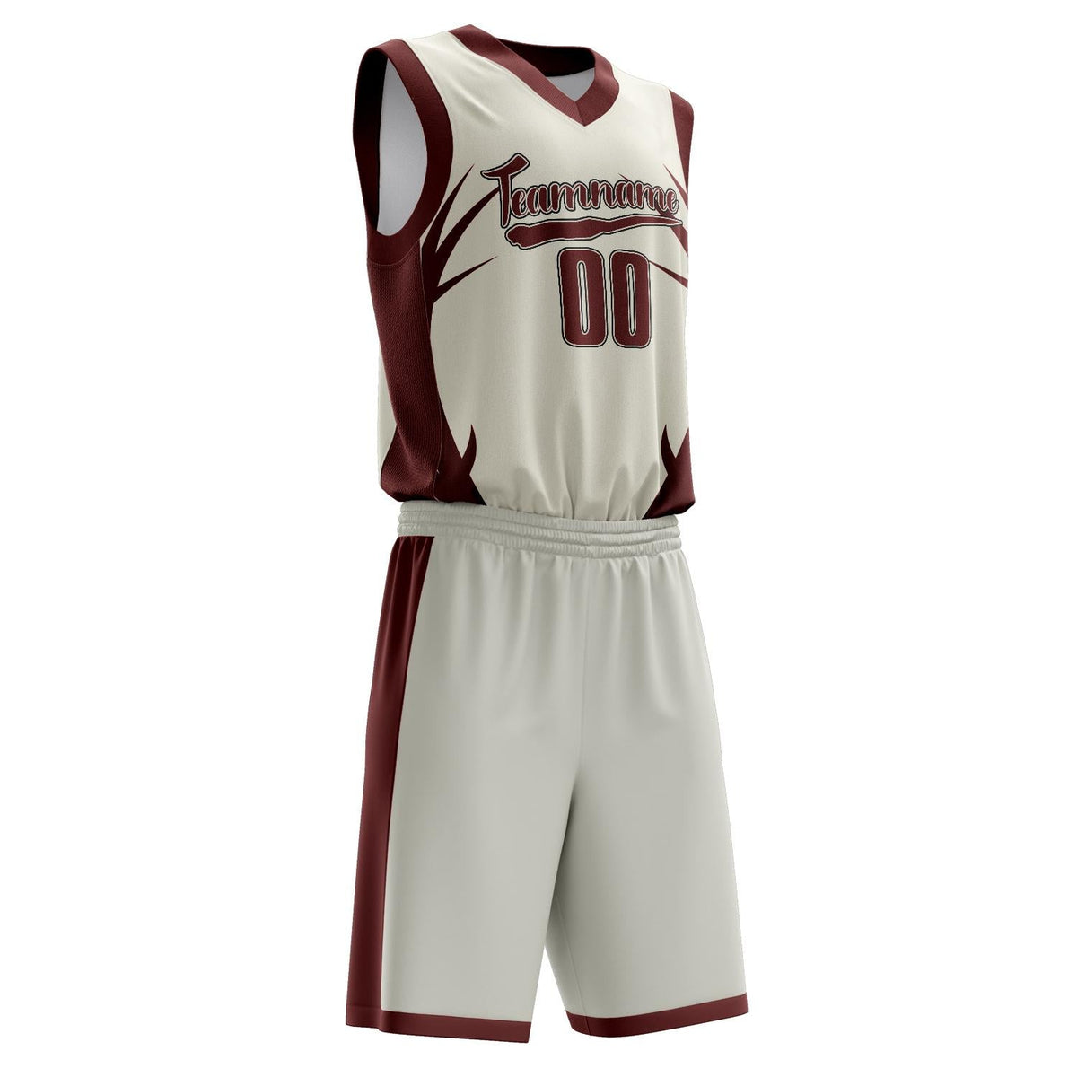 Custom Cream Maroon Pattern Basketball Jersey