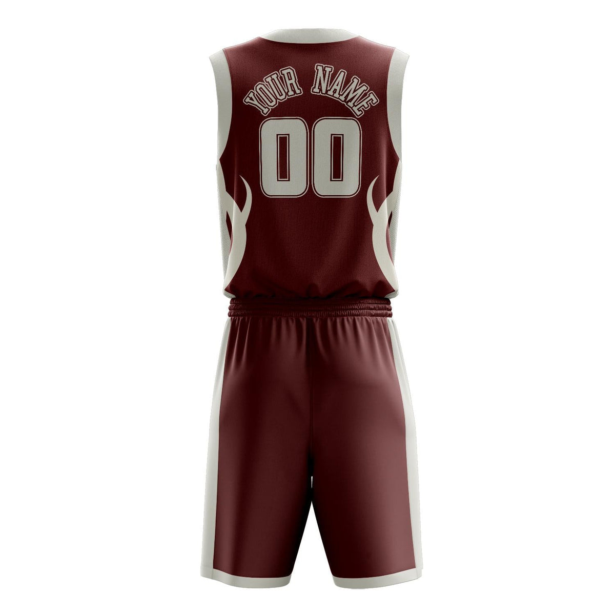 Custom Maroon Cream Pattern Basketball Jersey