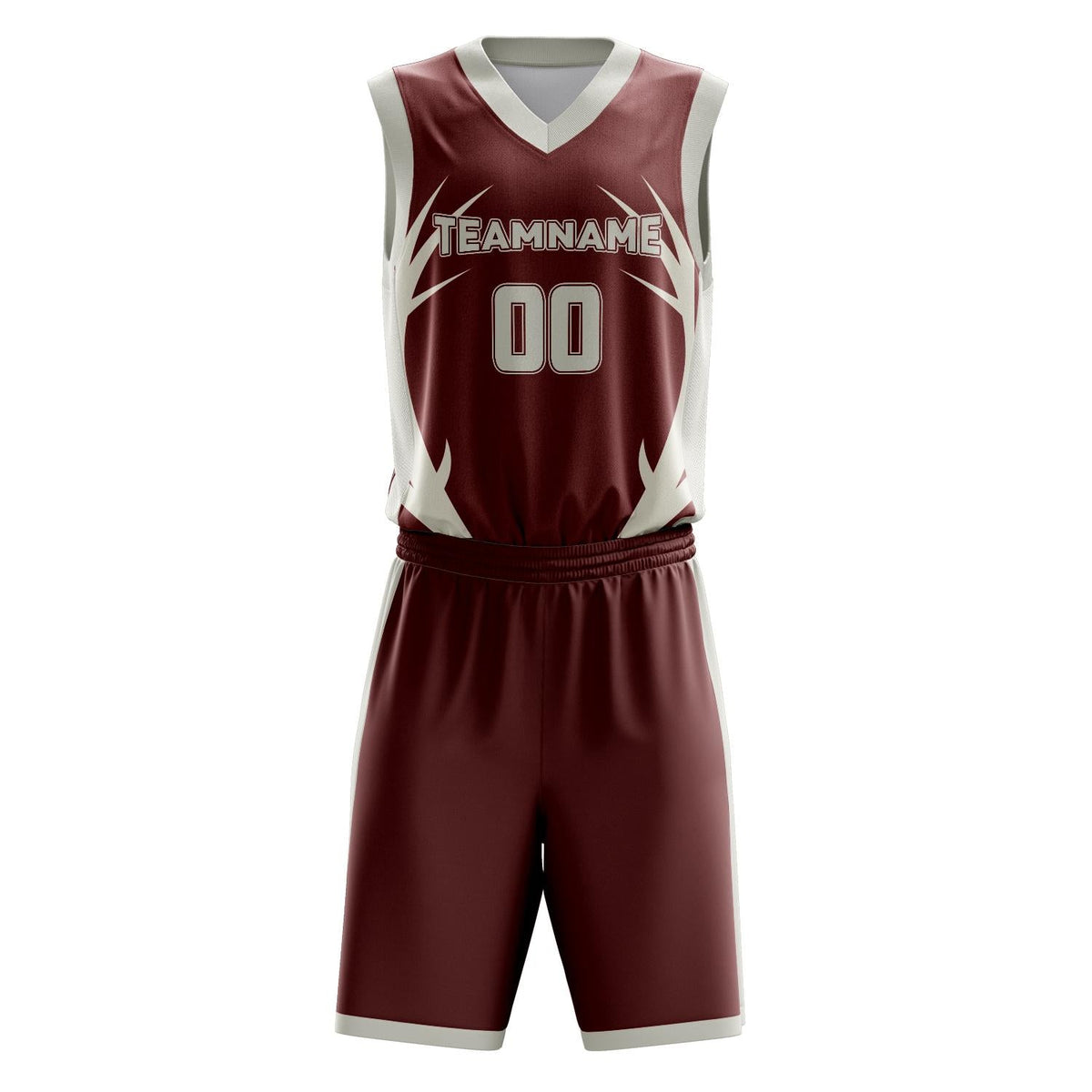 Custom Maroon Cream Pattern Basketball Jersey