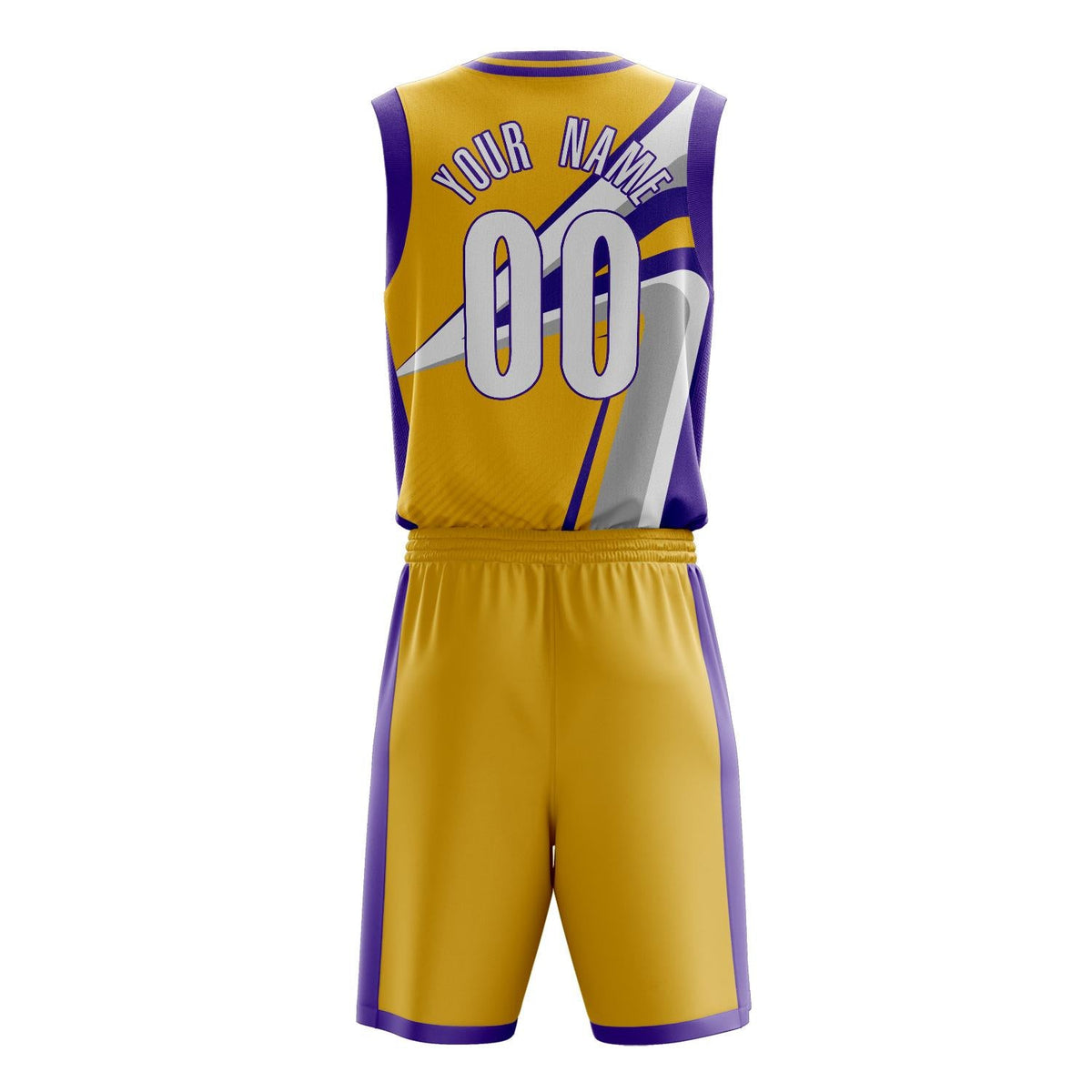 Custom Gold Purple Pattern Basketball Jersey