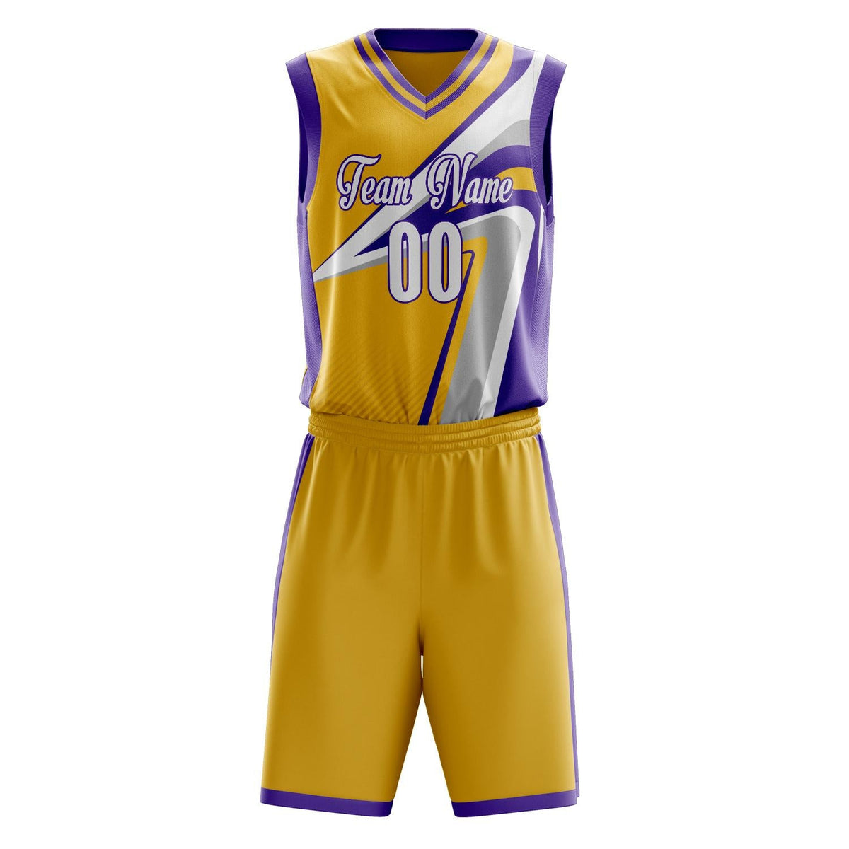 Custom Gold Purple Pattern Basketball Jersey