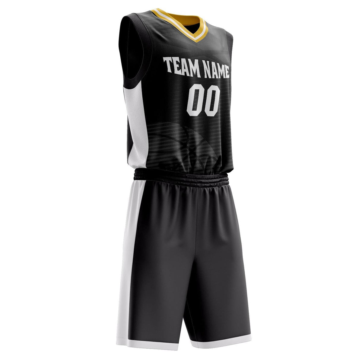 Custom Black White Pattern Basketball Jersey