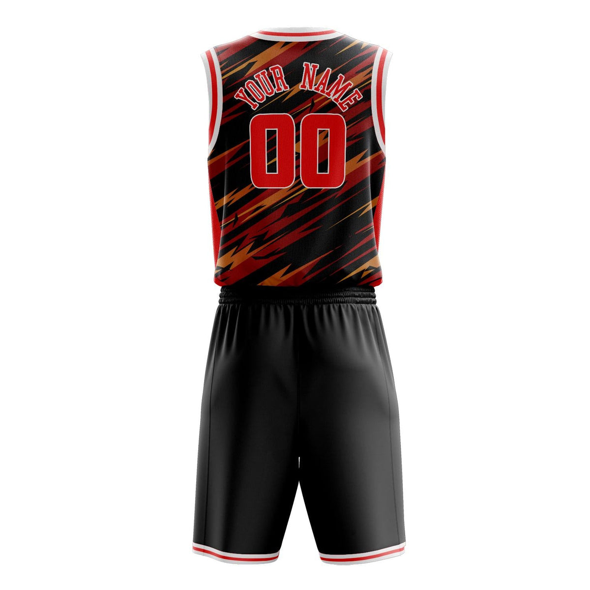 Custom Red Black Pattern Basketball Jersey