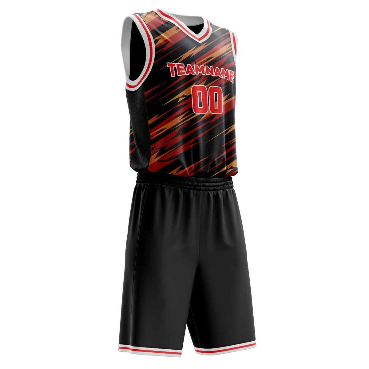 Custom Red Black Pattern Basketball Jersey