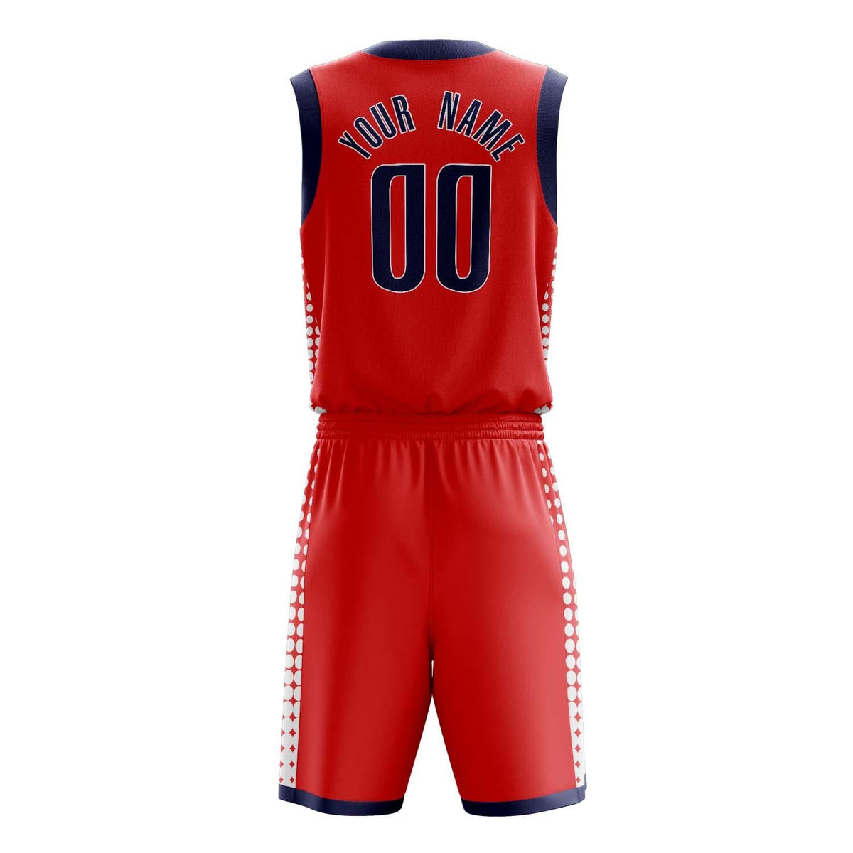 Custom Red Navy Pattern Basketball Jersey