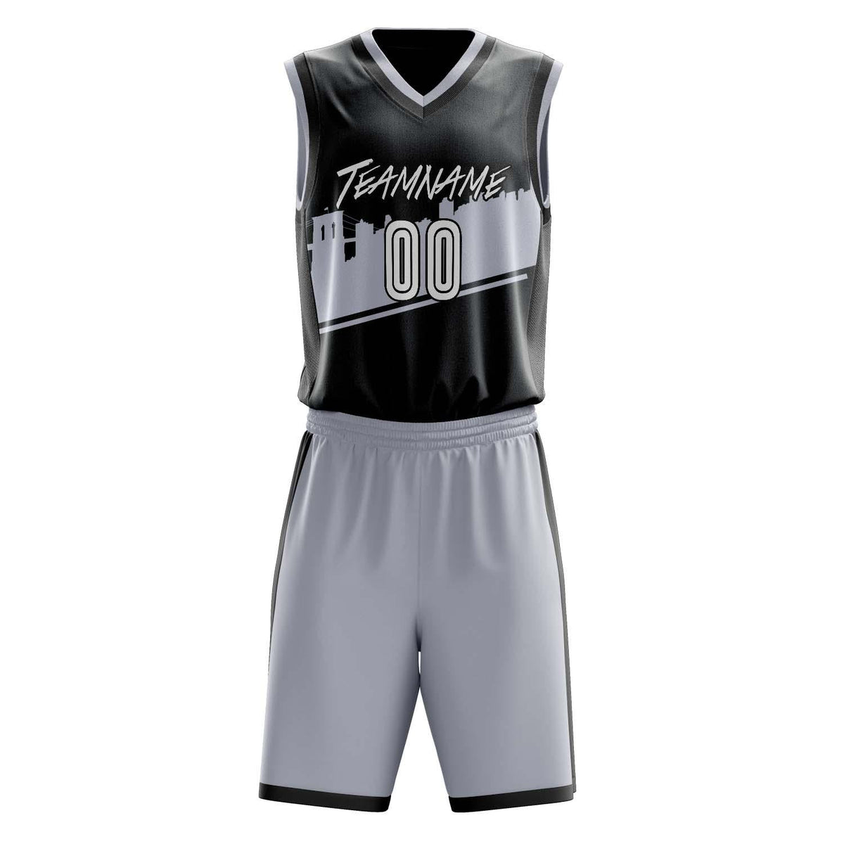 Custom Black Gray Pattern Basketball Jersey