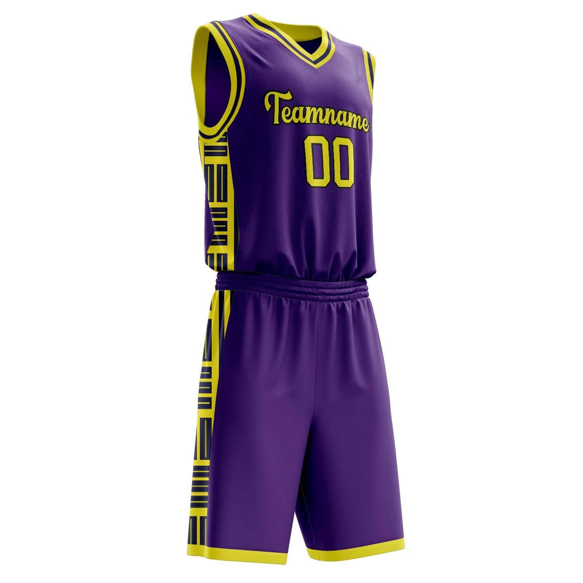 Custom Purple Neon Yellow Pattern Basketball Jersey