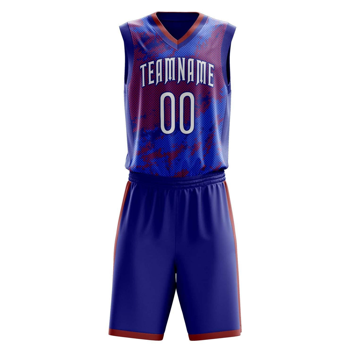 Custom Blue Red Pattern Basketball Jersey