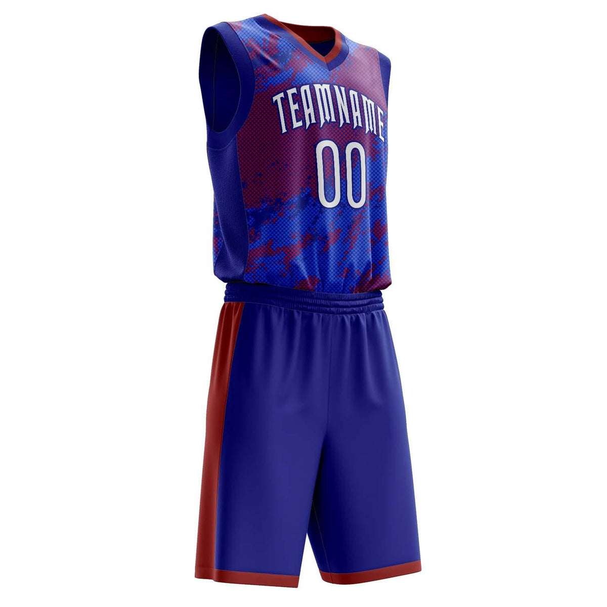 Custom Blue Red Pattern Basketball Jersey