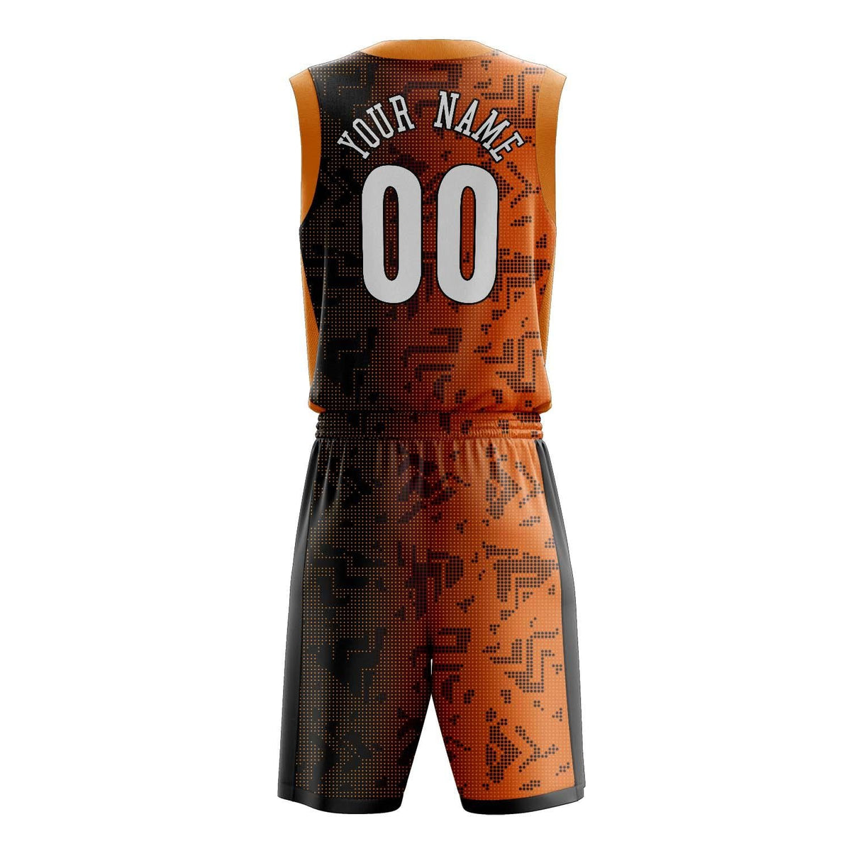 Custom Orange Black Pattern Basketball Jersey