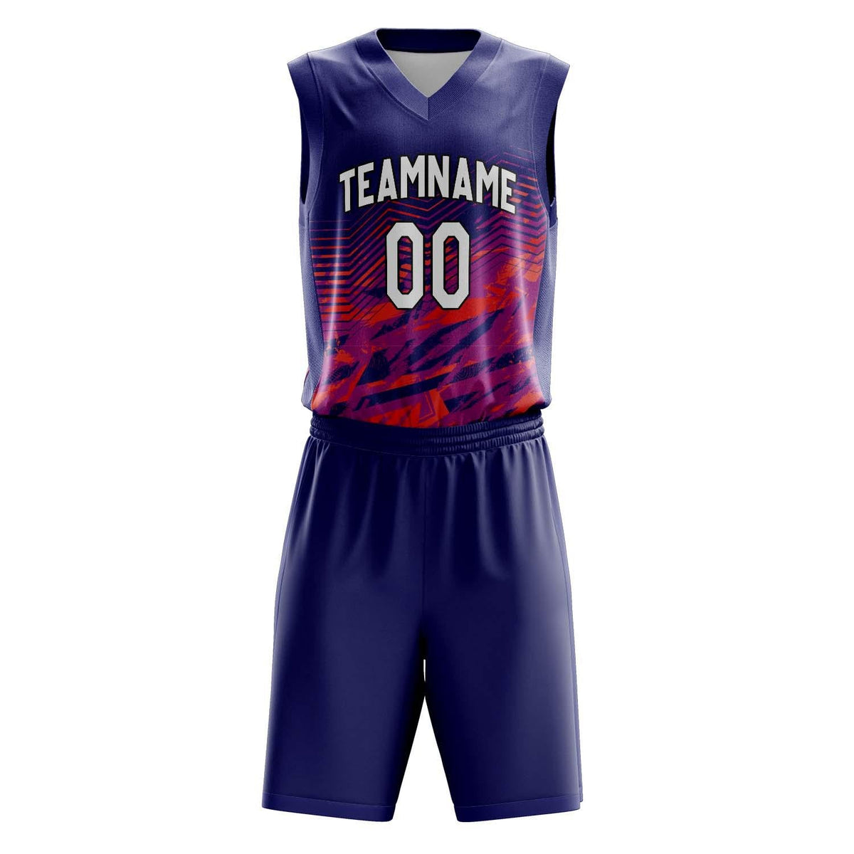 Custom Navy Red Pattern Basketball Jersey