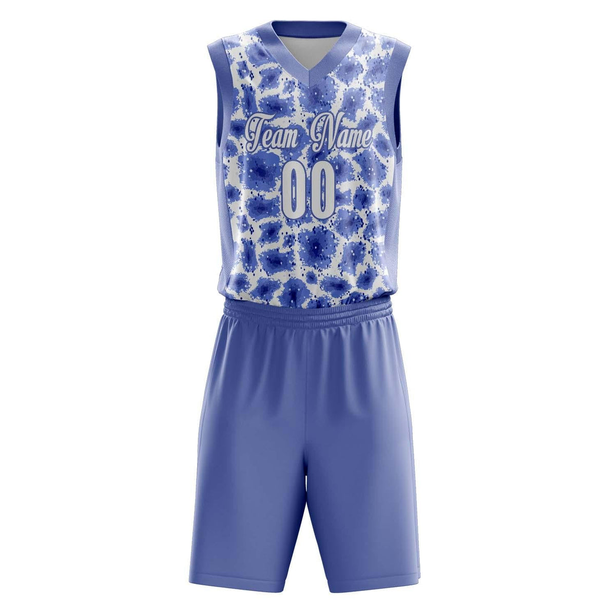 Custom Blue White Pattern Basketball Jersey