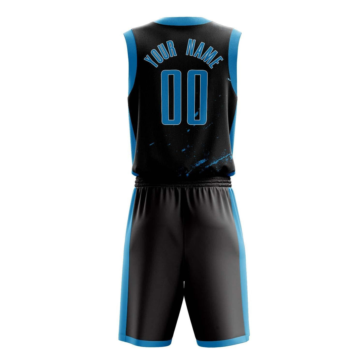 Custom Black Blue Pattern Basketball Jersey