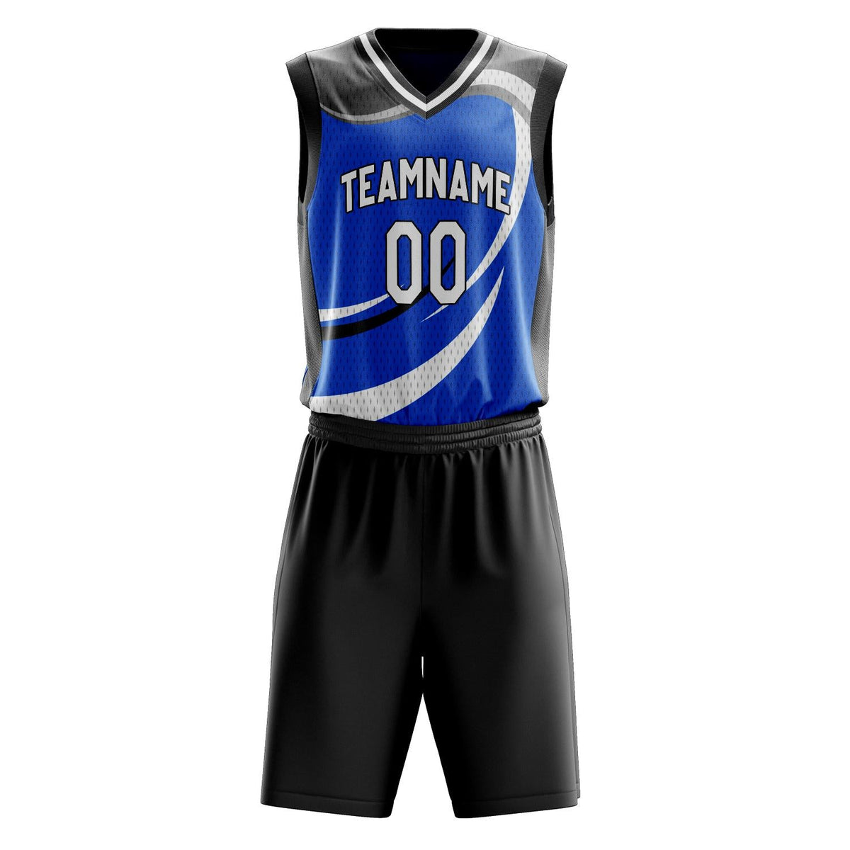 Custom Blue Black Pattern Basketball Jersey