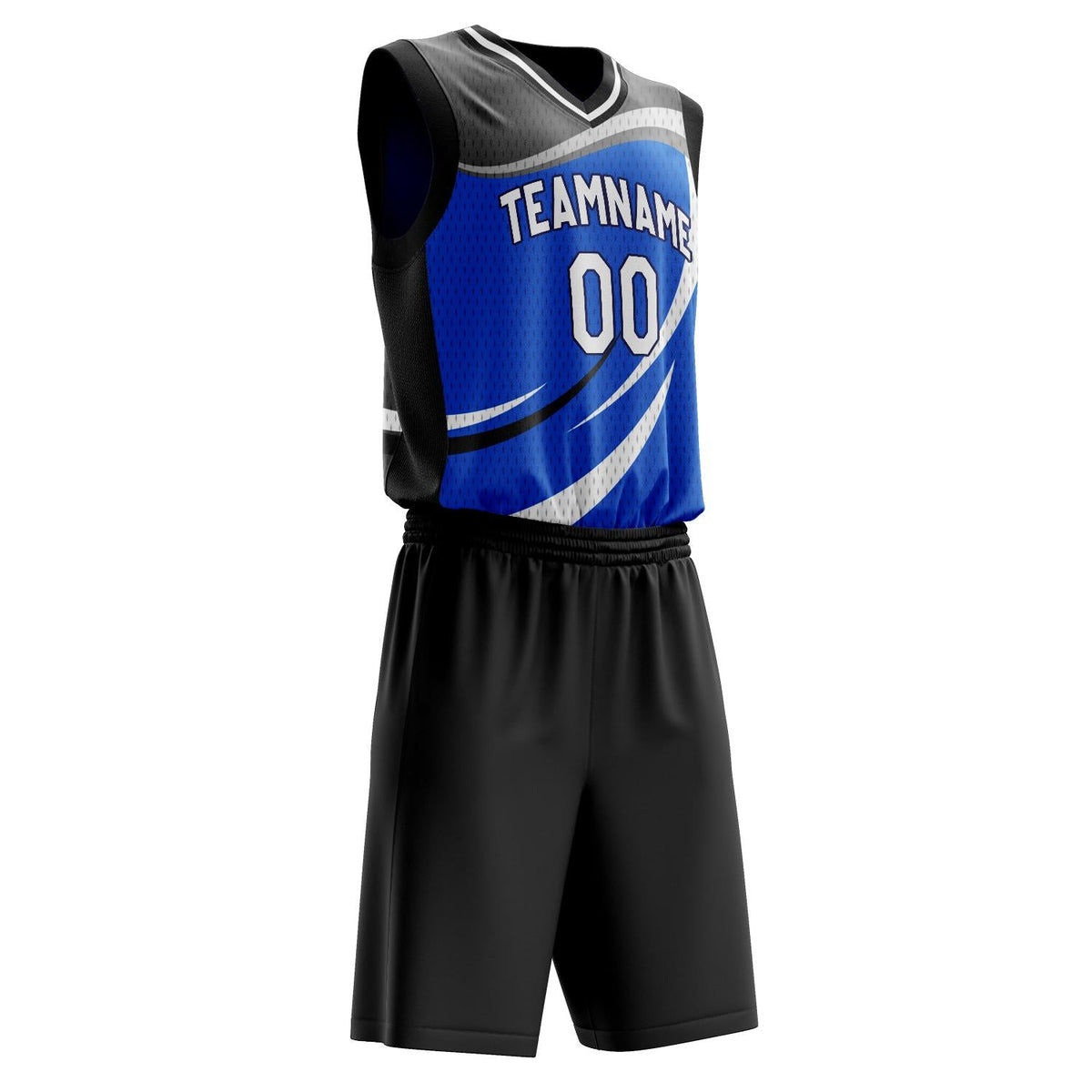 Custom Blue Black Pattern Basketball Jersey