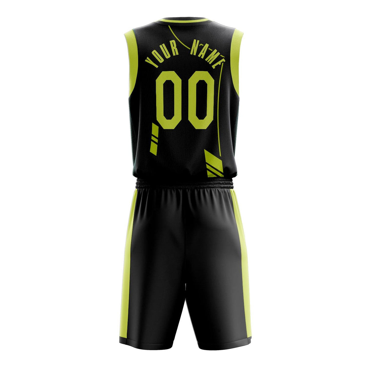 Custom Black Neon Yellow Pattern Basketball Jersey