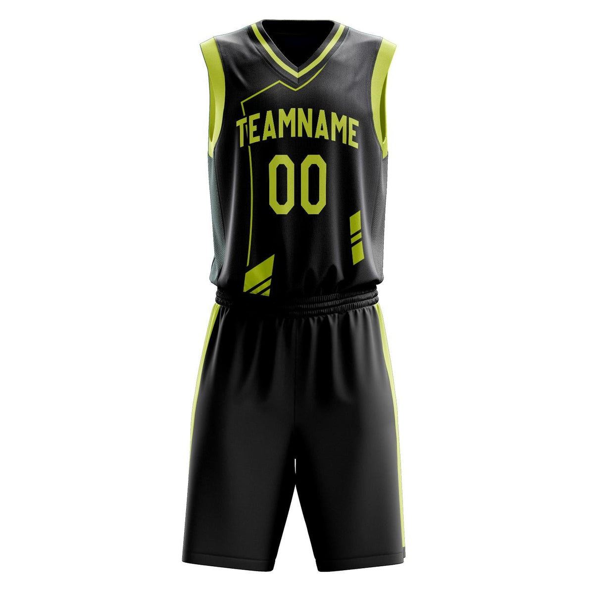 Custom Black Neon Yellow Pattern Basketball Jersey