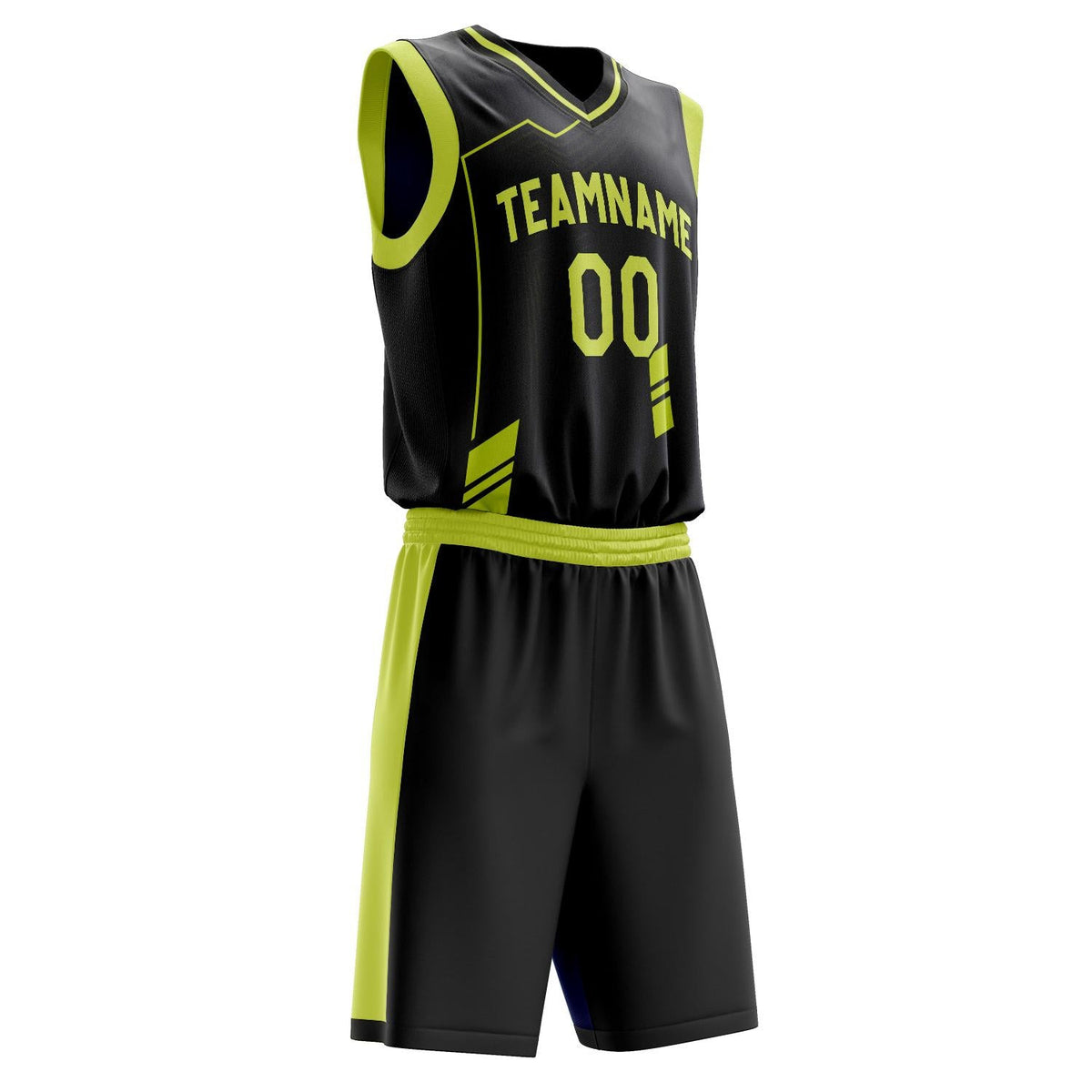 Custom Black Neon Yellow Pattern Basketball Jersey