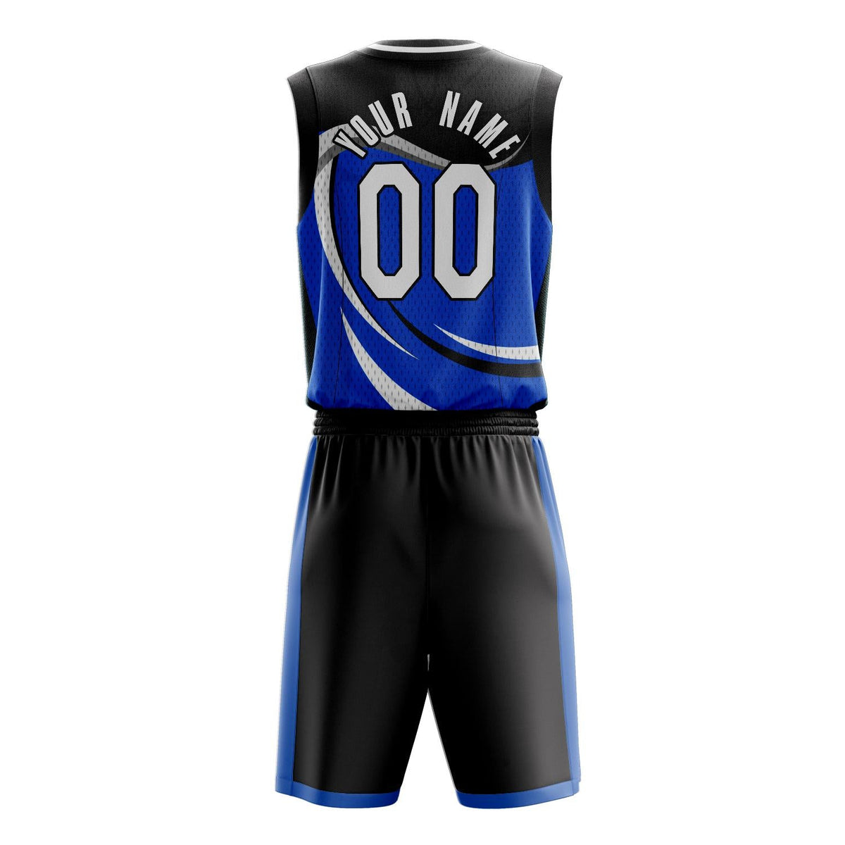 Custom Blue Black Pattern Basketball Jersey