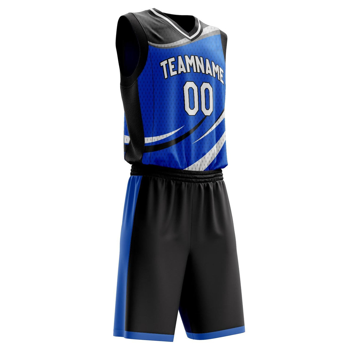 Custom Blue Black Pattern Basketball Jersey